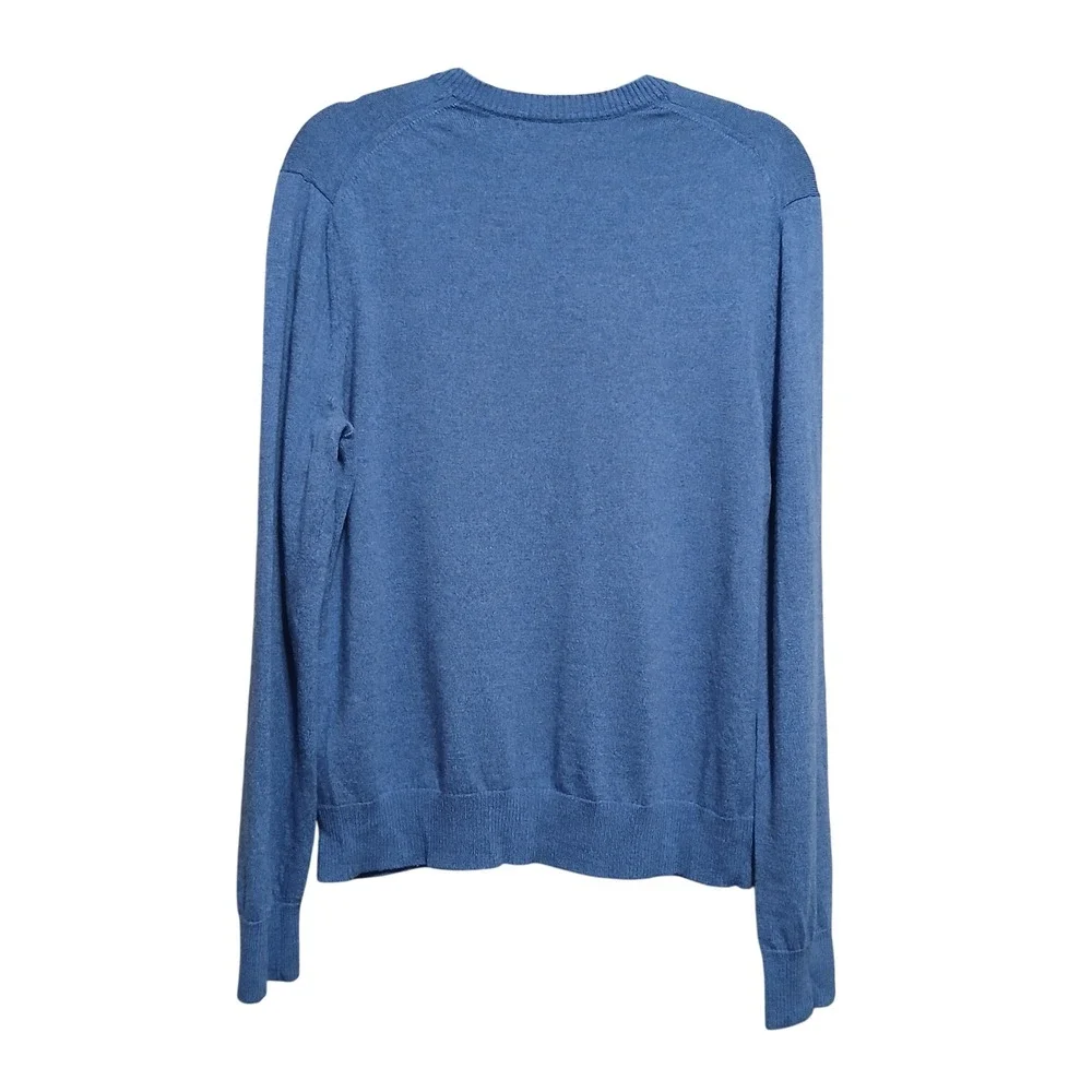 Banana Republic Extra Fine Merino Wool V-Neck Sweater Mens XL‎ Blue